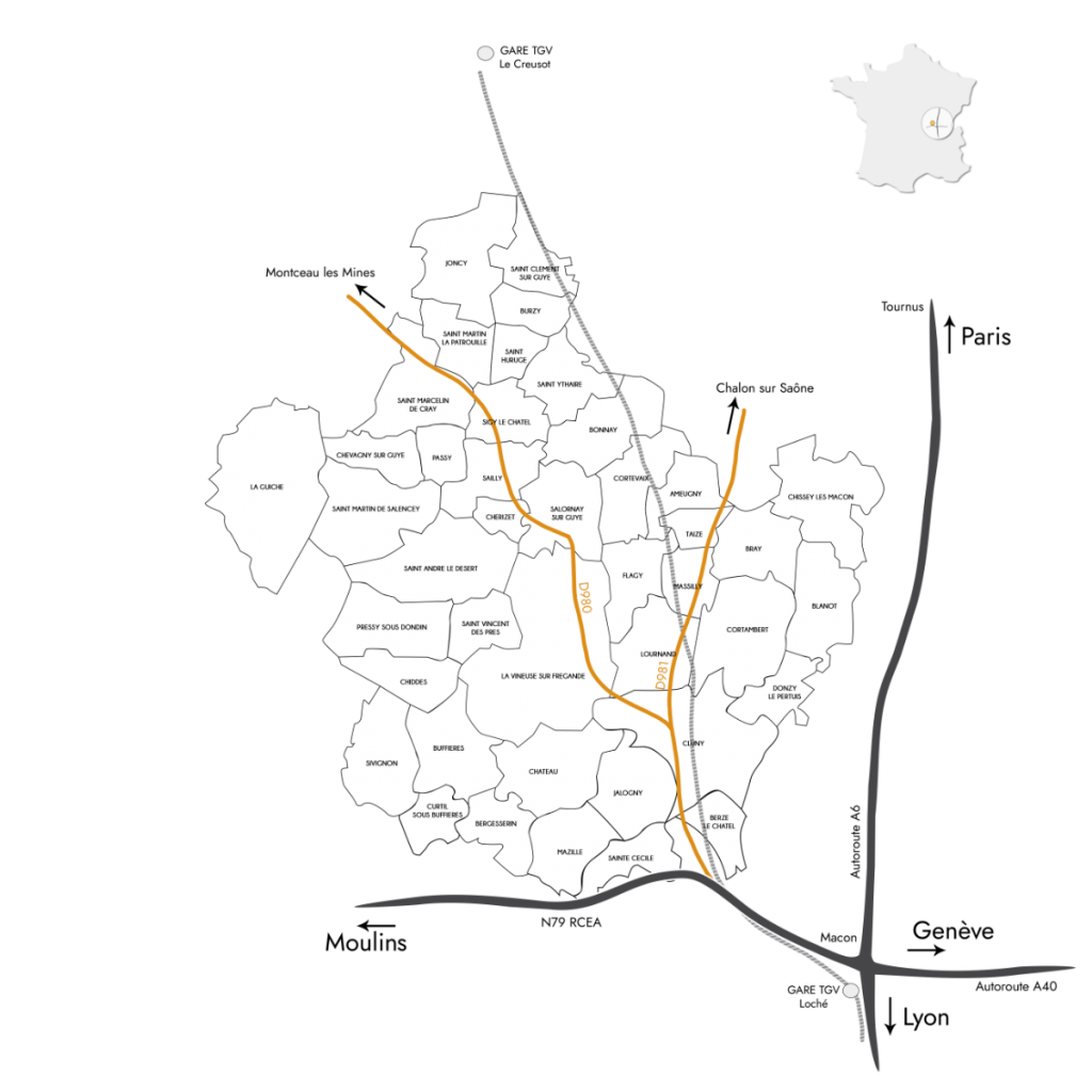 Carte de la Communauté de communes du Clunisois